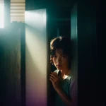 girl hiding in closet