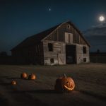 halloween pumpkins outside barn