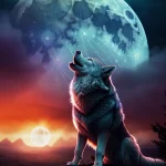 wolf howling at moon